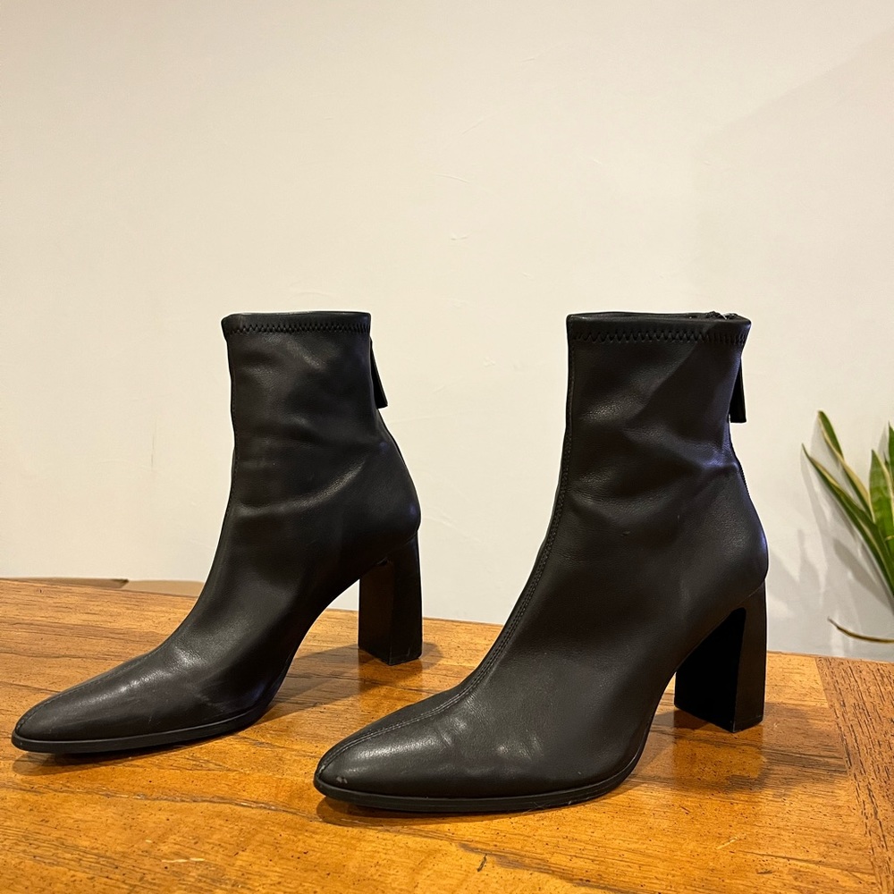 MNG black leather ankle boots